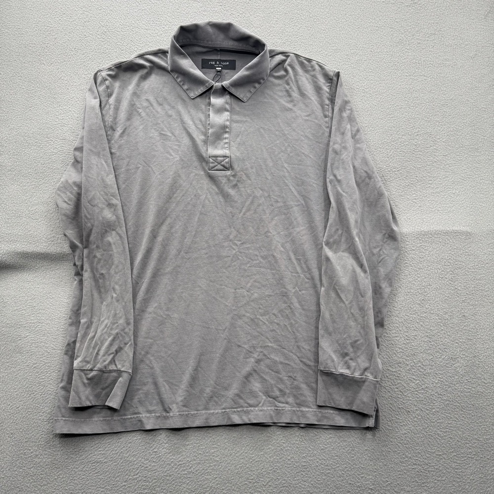 Rag & Bone Rugby Polo Shirt Mens Medium Dusty Mauve Purple Long Sleeve Cotton